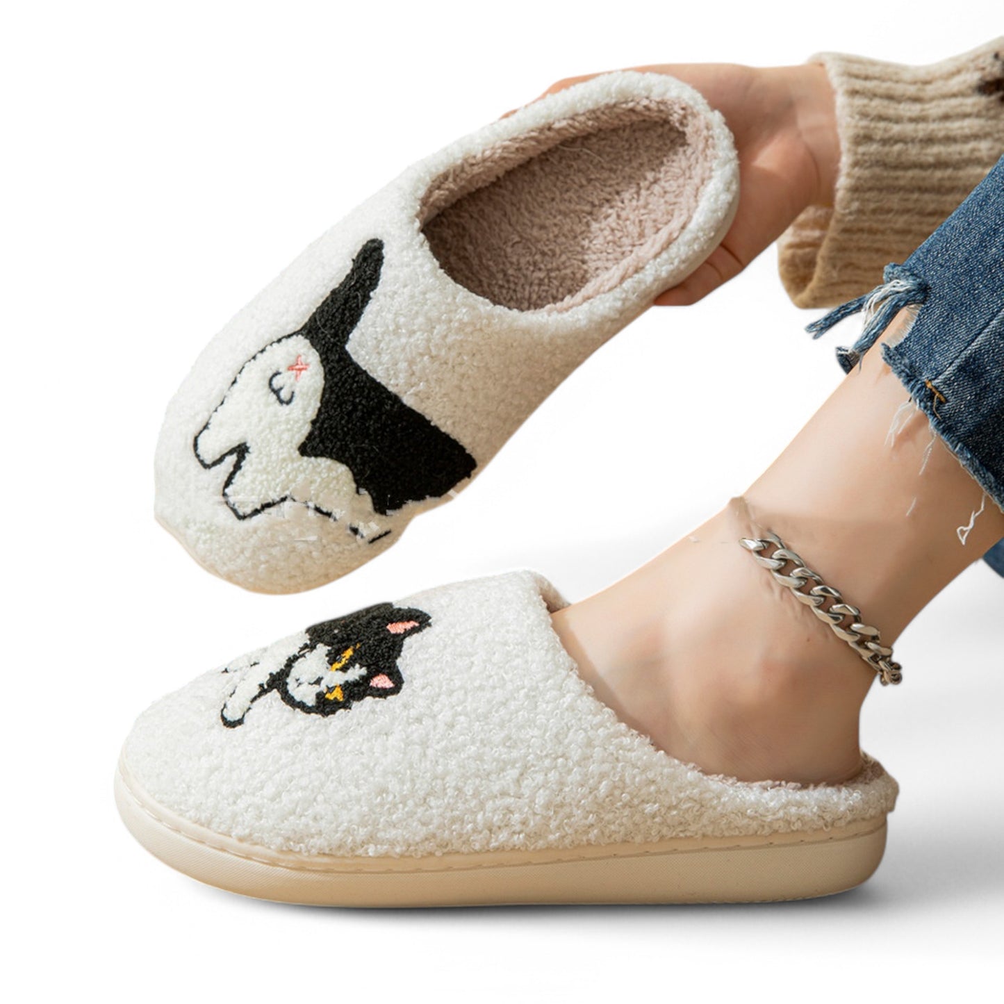 Fluffy Cat Slides - Plush Schlappen