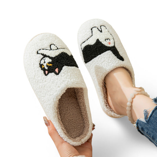 Fluffy Cat Slides - Plush Schlappen