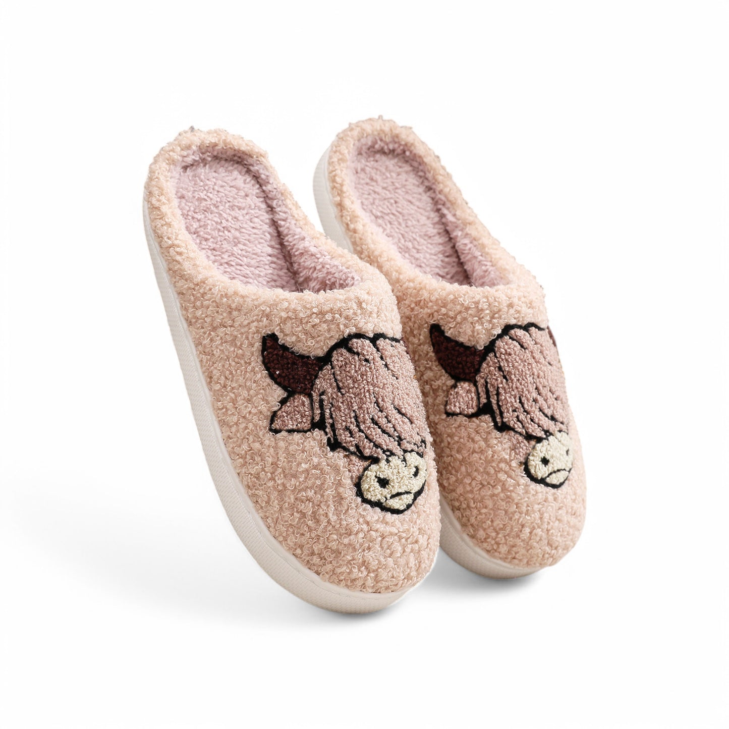 Fluffy Cow Slides - Plush Schlappen