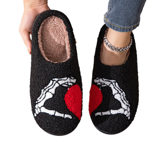 Fluffy Skellet Love Slides - Plush Schlappen